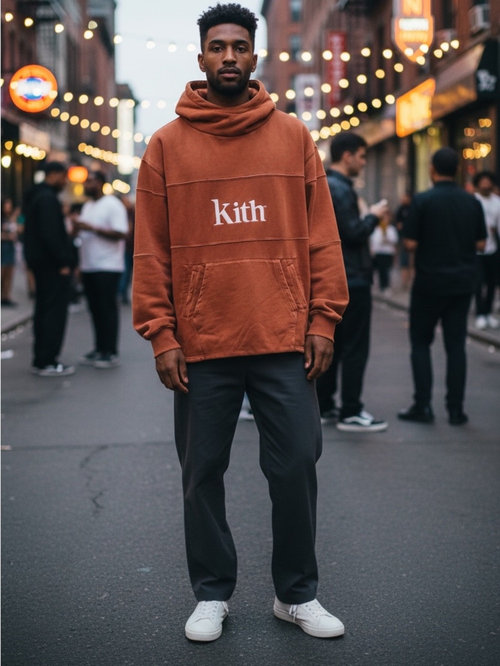 Kith Size Medium Rust Brown Double Pocket 2 Hoodie Clay Flaw Noted